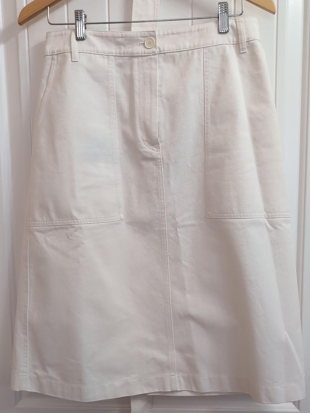 Lacoste White A-Line Skirt with Front Patch Pockets